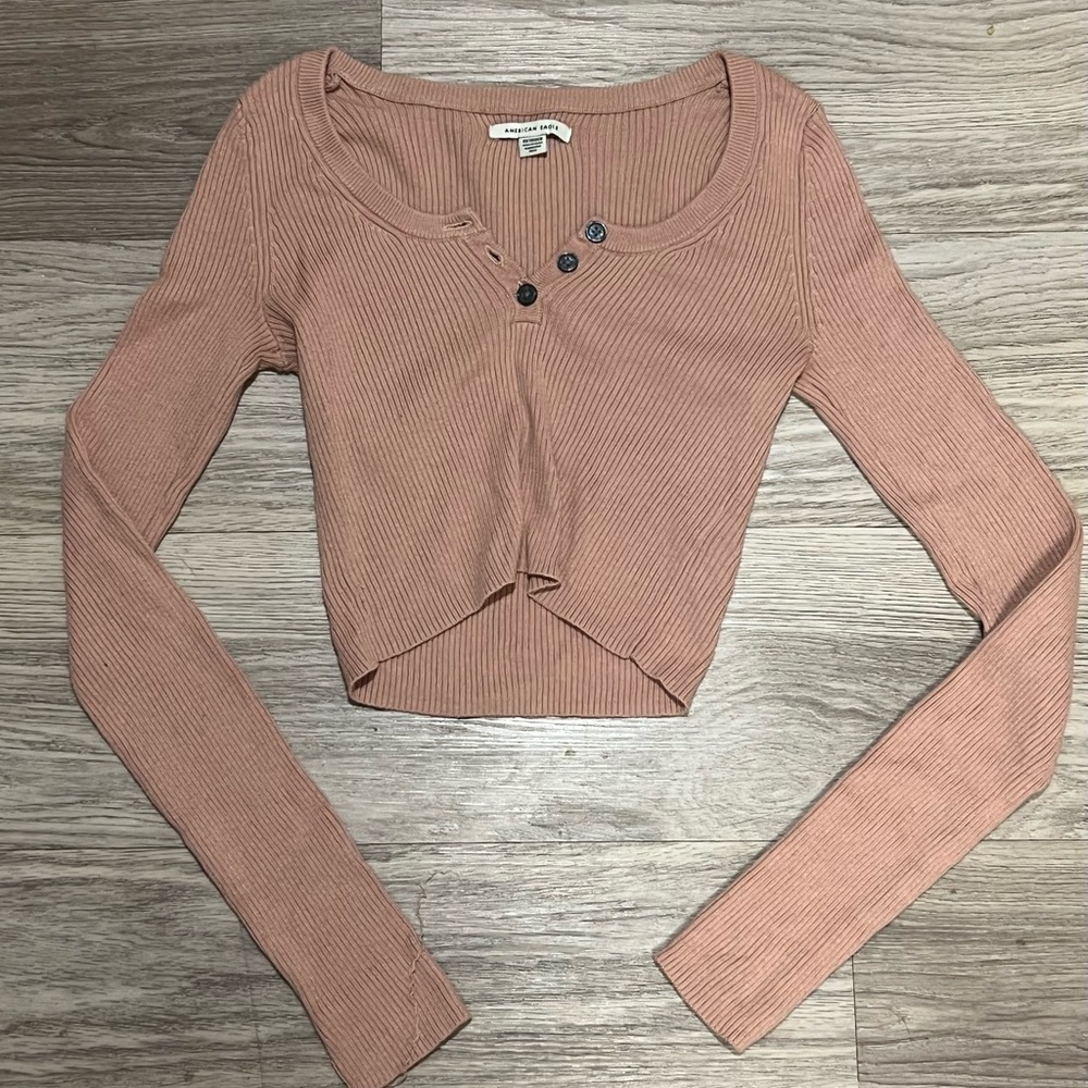 American Eagle Outfitters Ribbed Crop Top - Dusty Pink